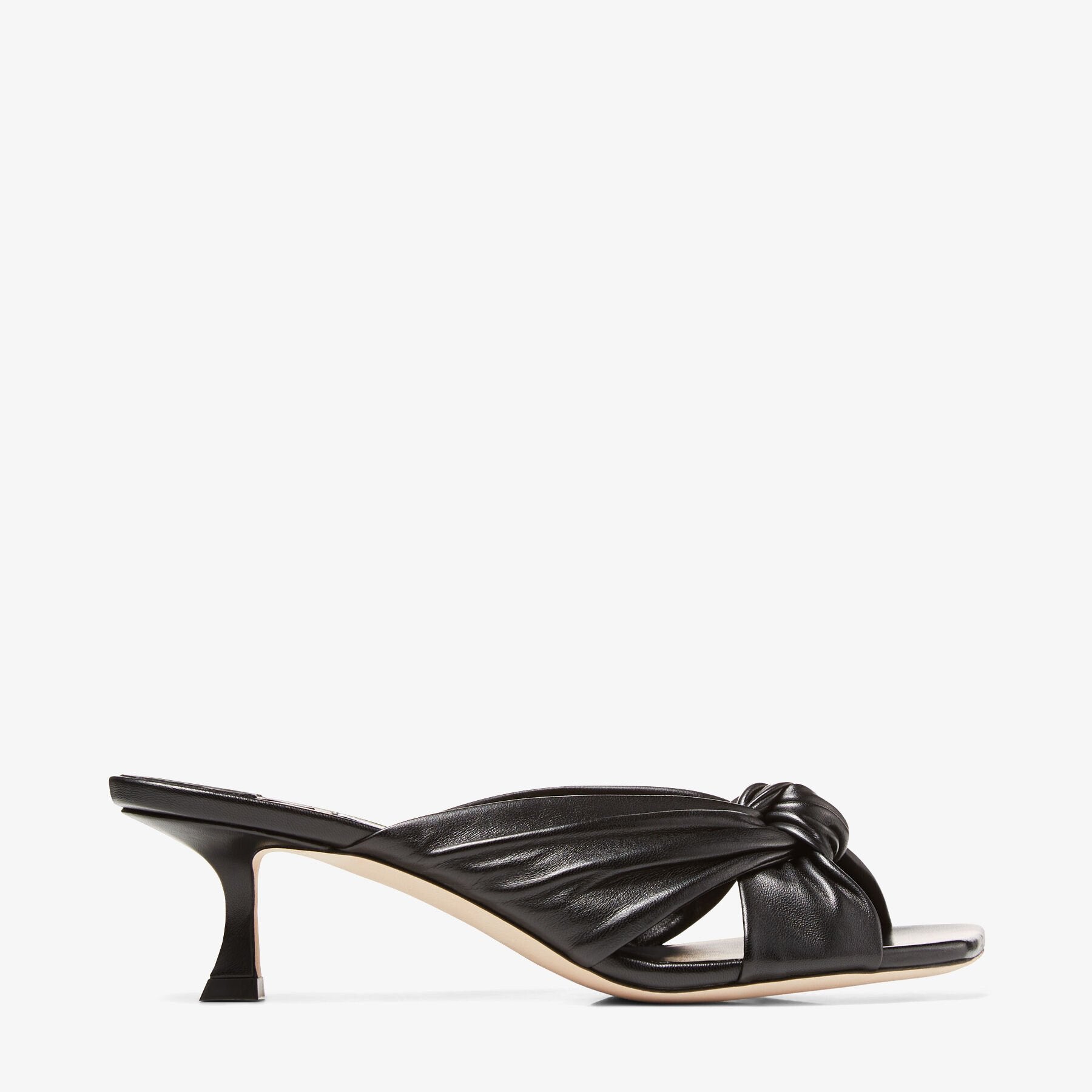 Black Nappa Leather Mules